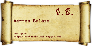 Vértes Balázs névjegykártya